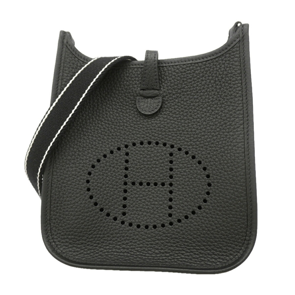 Hermes Evelyne TPM Shoulder Bag, Taurillon Clemence Leather, Black, K Stamp, ...